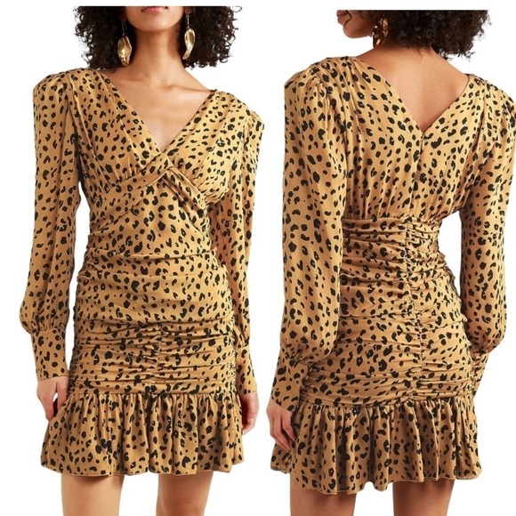 Nicholas Gathered Frill Dress In Amber Multi - Picture 1 of 11